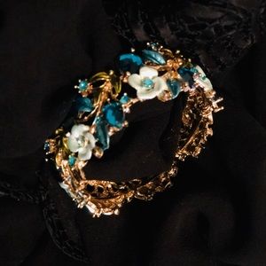 Vintage Aqua Marine and  Gold Colored Band